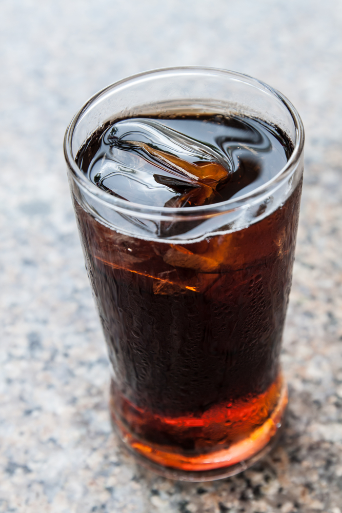 Bubbles on a glass of sugarfree cola