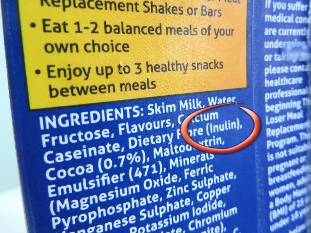 Inulin label circled